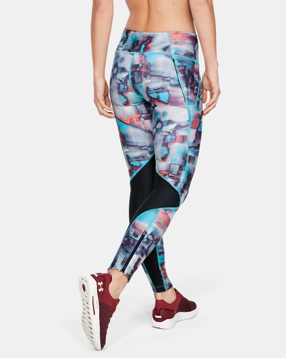 Women's UA Armour Fly Fast Printed Tights, Black, pdpMainDesktop image number 2